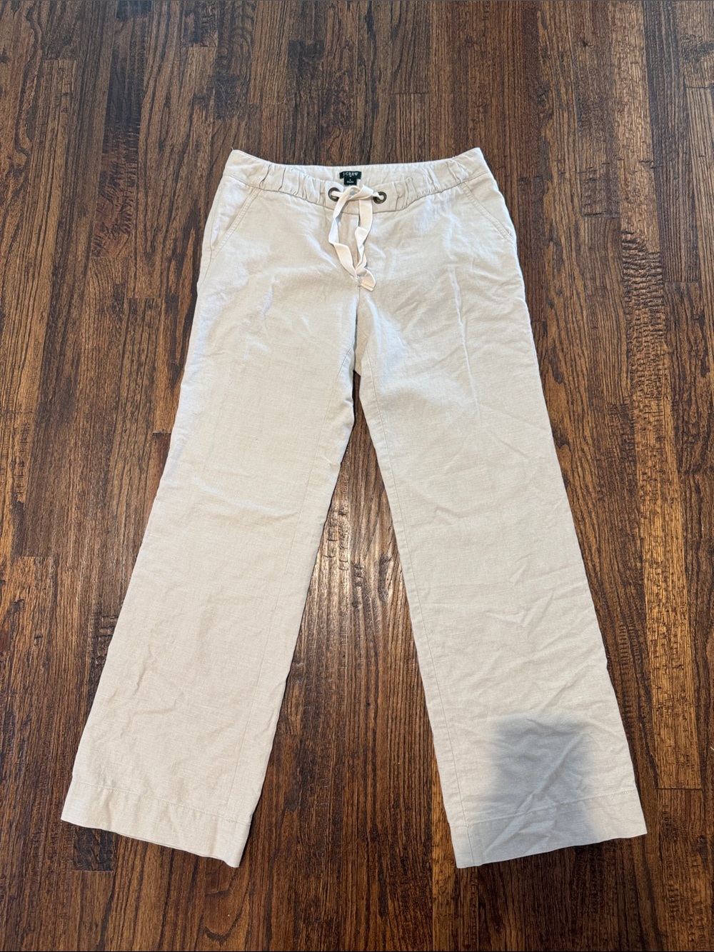 J. Crew Women's Cream Drawstring Linen-Blend Chinos